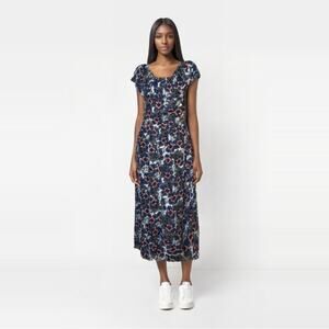 Anna Smith Floral Off Shoulder Midi Dress Pink Blue Gray Womens 12 Softgirl